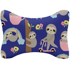 Hand Drawn Cute Sloth Pattern Background Seat Head Rest Cushion by Vaneshart