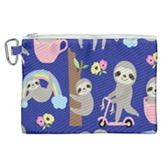 Hand Drawn Cute Sloth Pattern Background Canvas Cosmetic Bag (xl) by Vaneshart