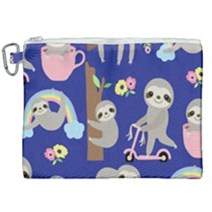 Hand Drawn Cute Sloth Pattern Background Canvas Cosmetic Bag (xxl) by Vaneshart