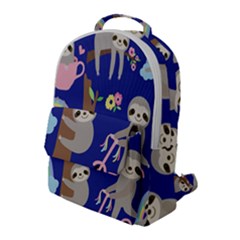 Hand Drawn Cute Sloth Pattern Background Flap Pocket Backpack (large) by Vaneshart