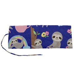 Hand Drawn Cute Sloth Pattern Background Roll Up Canvas Pencil Holder (s) by Vaneshart