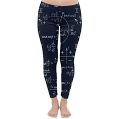 Mathematical Seamless Pattern With Geometric Shapes Formulas Classic Winter Leggings