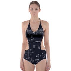 Mathematical Seamless Pattern With Geometric Shapes Formulas Cut-out One Piece Swimsuit by Vaneshart