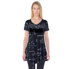 Mathematical Seamless Pattern With Geometric Shapes Formulas Short Sleeve Tunic 