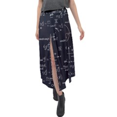 Mathematical Seamless Pattern With Geometric Shapes Formulas Velour Split Maxi Skirt by Vaneshart