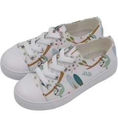 Pattern Sloth Woodland Kids  Low Top Canvas Sneakers by Vaneshart