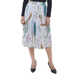 Pattern Sloth Woodland Classic Velour Midi Skirt  by Vaneshart