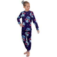 Owl Pattern Background Kids  Long Sleeve Set  by Vaneshart