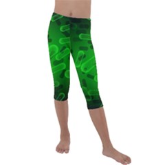 Green Rod Shaped Bacteria Kids  Lightweight Velour Capri Leggings  by Vaneshart