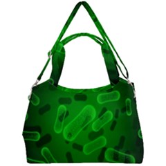Green Rod Shaped Bacteria Double Compartment Shoulder Bag by Vaneshart