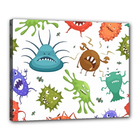 Dangerous Streptococcus Lactobacillus Staphylococcus Others Microbes Cartoon Style Vector Seamless Canvas 20  X 16  (stretched) by Vaneshart