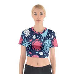 Seamless Pattern Microbes Virus Vector Illustration Cotton Crop Top