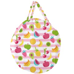 Tropical Fruits Berries Seamless Pattern Giant Round Zipper Tote by Vaneshart