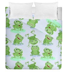 Cute Green Frogs Seamless Pattern Duvet Cover Double Side (queen Size)