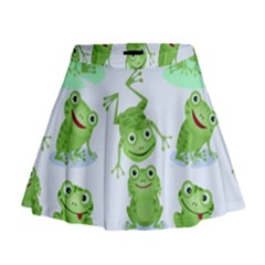 Cute Green Frogs Seamless Pattern Mini Flare Skirt