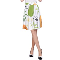Seamless Tropical Pattern With Papaya A-line Skirt