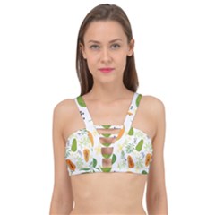 Seamless Tropical Pattern With Papaya Cage Up Bikini Top by Vaneshart