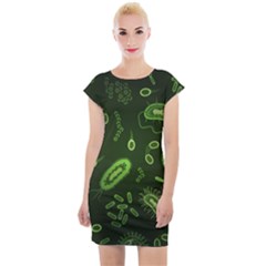 Bacteria Virus Seamless Pattern Inversion Cap Sleeve Bodycon Dress by Vaneshart