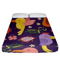 Exotic Seamless Pattern With Parrots Fruits Fitted Sheet (king Size) by Vaneshart