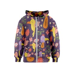 Exotic Seamless Pattern With Parrots Fruits Kids  Zipper Hoodie