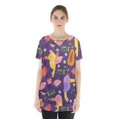 Exotic Seamless Pattern With Parrots Fruits Skirt Hem Sports Top by Vaneshart