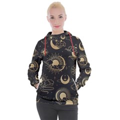 Asian Seamless Pattern With Clouds Moon Sun Stars Vector Collection Oriental Chinese Japanese Korean Women s Hooded Pullover by Vaneshart