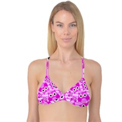 Pink Owl Pattern Background Reversible Tri Bikini Top