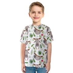 Seamless Pattern With Cute Sloths Kids  Sport Mesh Tee