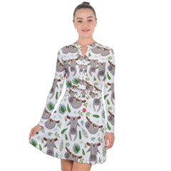 Seamless Pattern With Cute Sloths Long Sleeve Panel Dress by Vaneshart