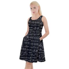 Math Equations Formulas Pattern Knee Length Skater Dress With Pockets by Vaneshart