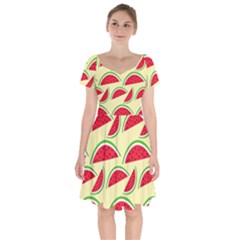 Watermelon Pattern Short Sleeve Bardot Dress by Vaneshart