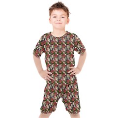 Swimmer 20s Black Kids  Tee And Shorts Set by snowwhitegirl