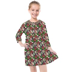 Swimmer 20s Green Kids  Quarter Sleeve Shirt Dress