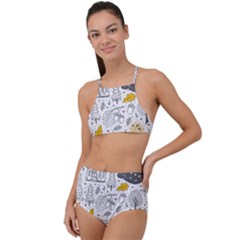 Doodle Seamless Pattern With Autumn Elements High Waist Tankini Set by Vaneshart