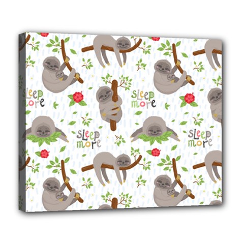 Seamless Pattern With Cute Sloths Sleep More Deluxe Canvas 24  X 20  (stretched) by Vaneshart