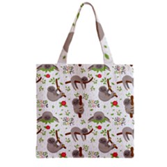 Seamless Pattern With Cute Sloths Sleep More Grocery Tote Bag by Vaneshart