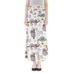 Seamless Pattern With Cute Sloths Sleep More Full Length Maxi Skirt