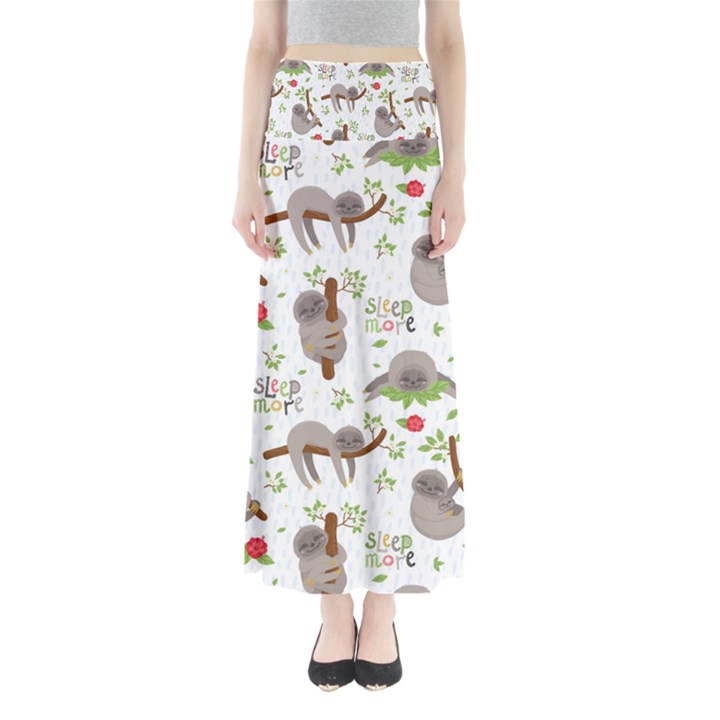 Seamless Pattern With Cute Sloths Sleep More Full Length Maxi Skirt