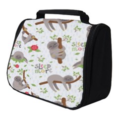 Seamless Pattern With Cute Sloths Sleep More Full Print Travel Pouch (small) by Vaneshart