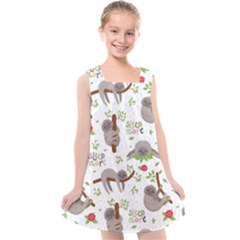 Seamless Pattern With Cute Sloths Sleep More Kids  Cross Back Dress by Vaneshart