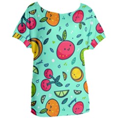 Various Fruits With Faces Seamless Pattern Women s Oversized Tee by Vaneshart