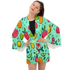 Various Fruits With Faces Seamless Pattern Long Sleeve Kimono by Vaneshart