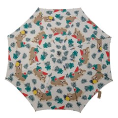 Cute Lazy Sloth Summer Fruit Seamless Pattern Hook Handle Umbrellas (large)