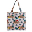 Cute Lazy Sloth Summer Fruit Seamless Pattern Zipper Grocery Tote Bag View1