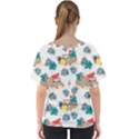 Cute Lazy Sloth Summer Fruit Seamless Pattern V-Neck Dolman Drape Top View2