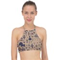 Vintage Tribal Seamless Pattern With Ethnic Motifs Racer Front Bikini Top View1