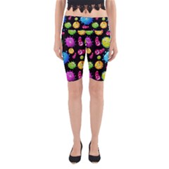 Seamless Background With Colorful Virus Yoga Cropped Leggings
