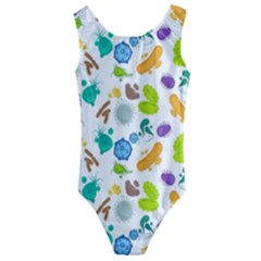 Bacteria Virus Seamless Pattern Kids  Cut-out Back One Piece Swimsuit by Vaneshart