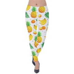 Tropical Fruits Pattern Velvet Leggings by Vaneshart