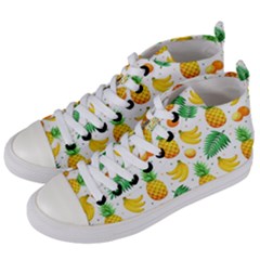 Tropical Fruits Pattern Women s Mid-top Canvas Sneakers by Vaneshart